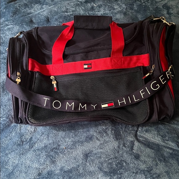 Tommy Hilfiger Black and Red Duffel Bag - Picture 1 of 9